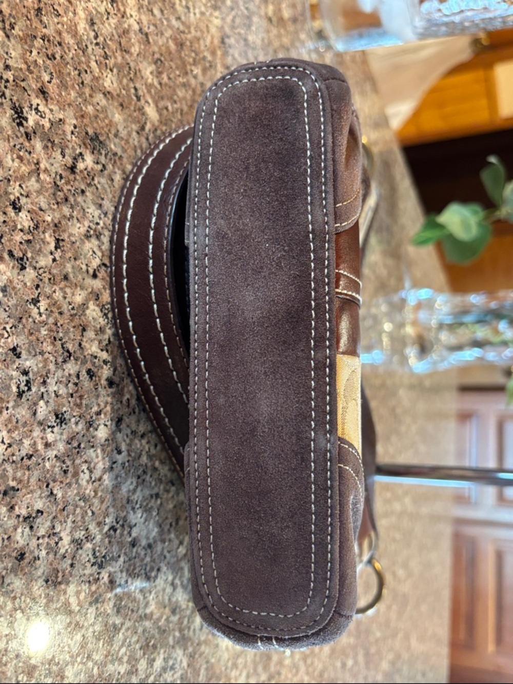 Coach Patchwork Shoulder or Crossbody Bag - Suede Brown, Tan, Metallic, Pink - Picture 10 of 16